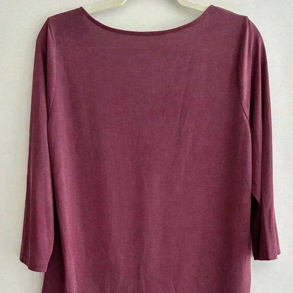 Green Envelope 3/4 Length Sleeve Zippered Blouse, Wine/Berry, Size Medium - Picture 12 of 16